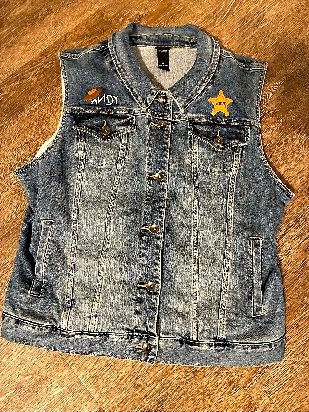 Disney Pixar Toy Story Sheriff vest Denim Vest Blue XL Like New